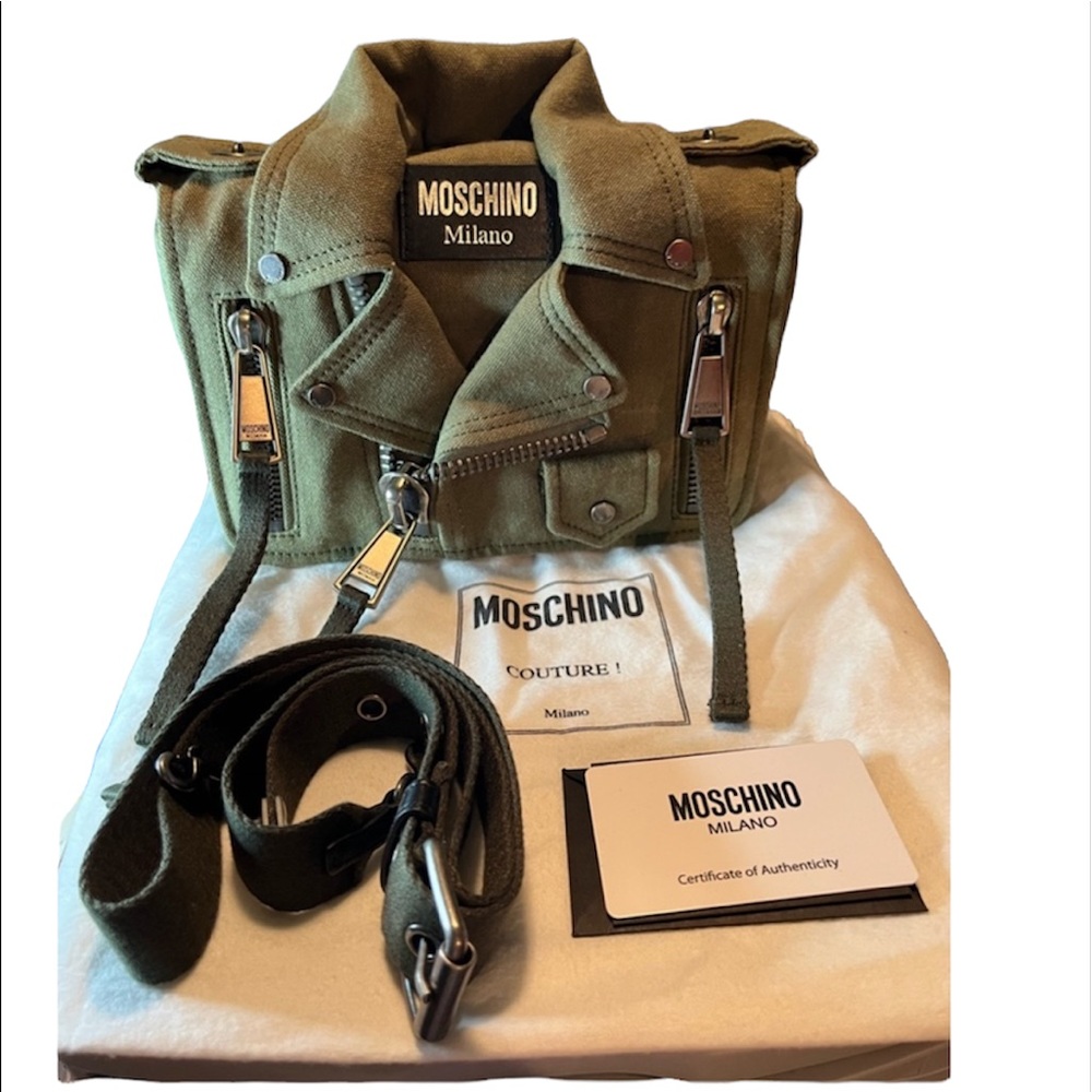 MOSCHINO
Small Biker Jacket Shoulder Bag - Green In Olive